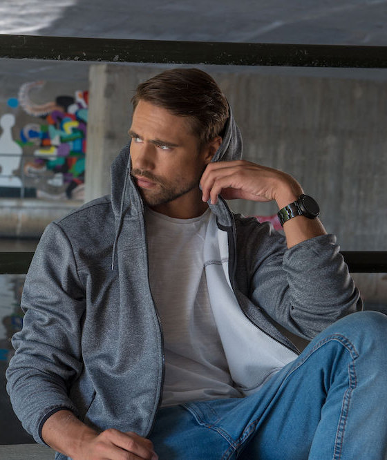 Clique Ottawa sweat h&aelig;ttetr&oslash;je med lynl&aring;s, Gr&aring;meleret, large image number 2