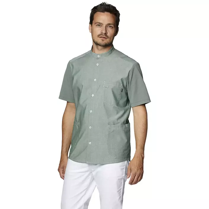 Kentaur short-sleeved pique shirt, Dusty green, large image number 1