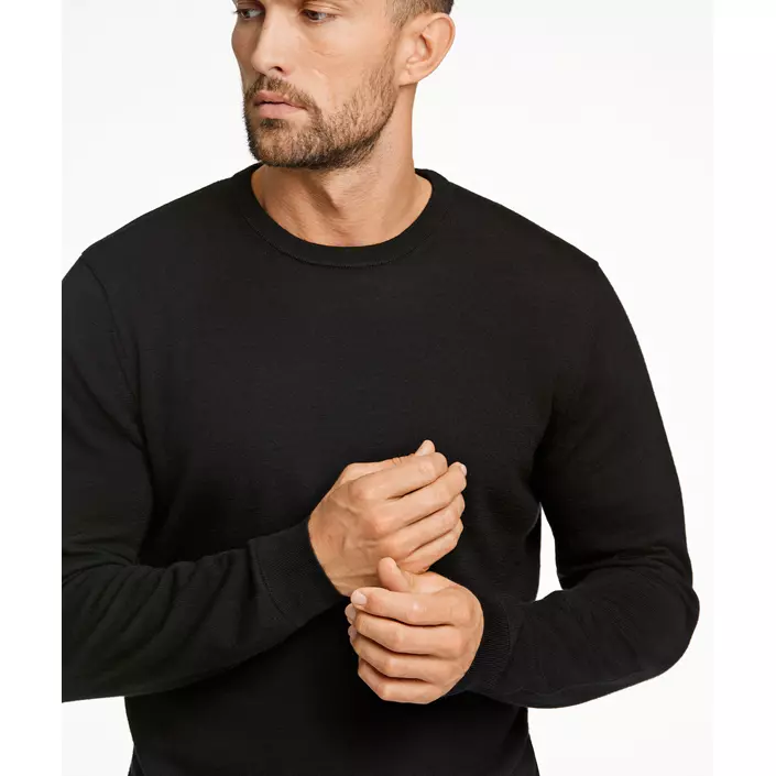 Lindbergh stickad tröja med merinoull, Black, large image number 3