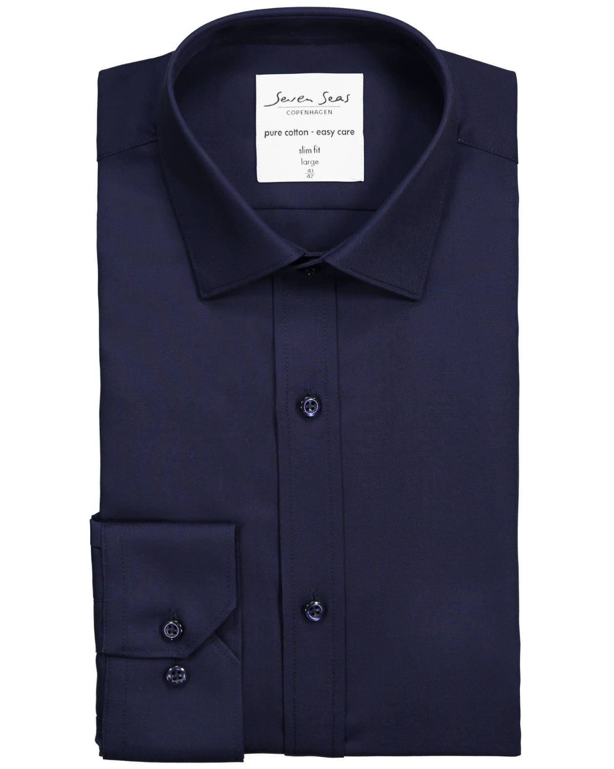 Seven Seas Fine Twill Slim fit shirt, Navy, large image number 4