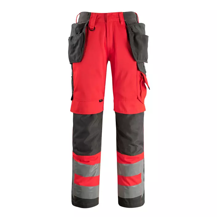 Mascot Safe Supreme Wigan håndverksbukse, Hi-vis rød/Mørk antrasitt, large image number 0