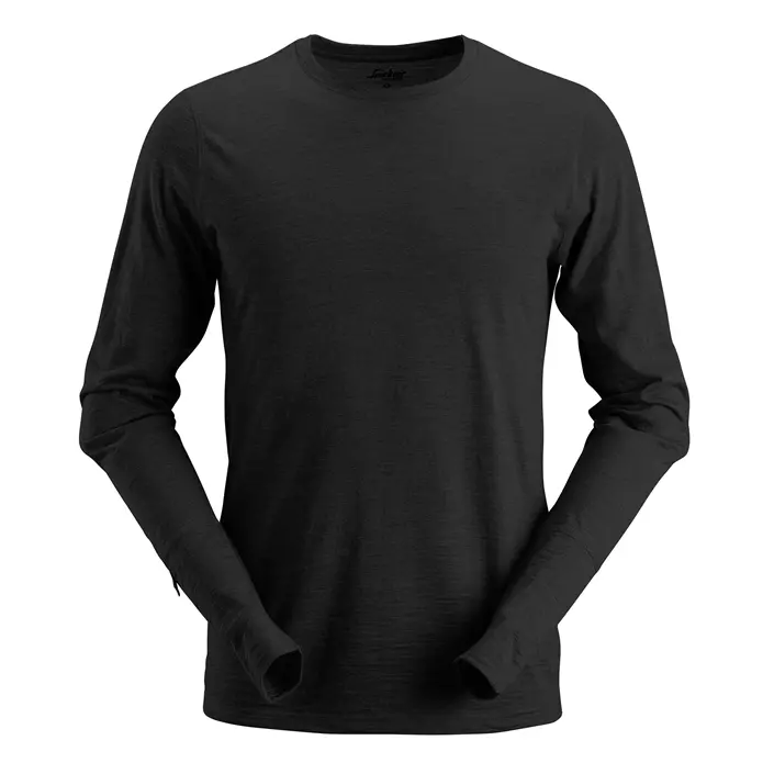 Snickers AllroundWork langermet T-skjorte 2427 merinoull, Svart, large image number 0