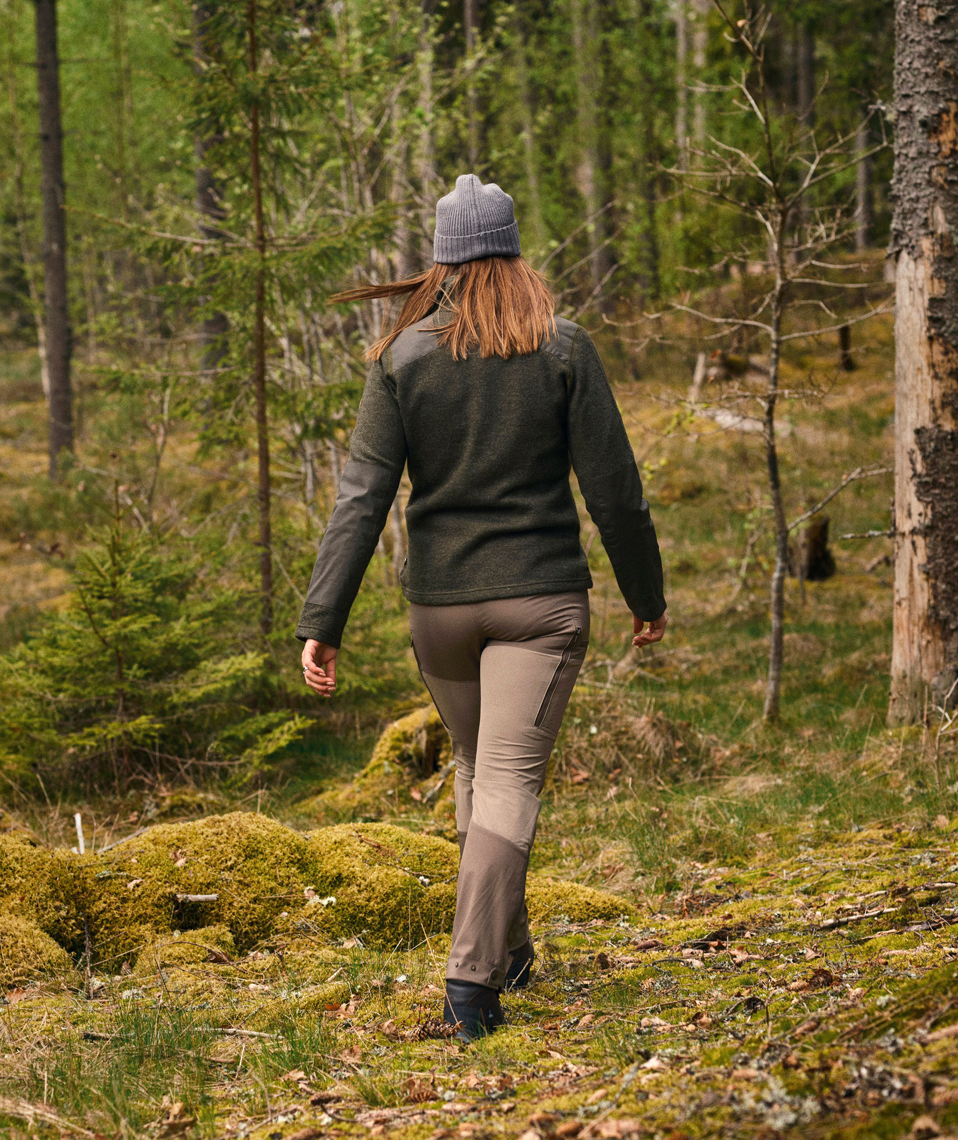 Pinewood&nbsp;Lappland filtet dame uld cardigan, Green Melange, large image number 8