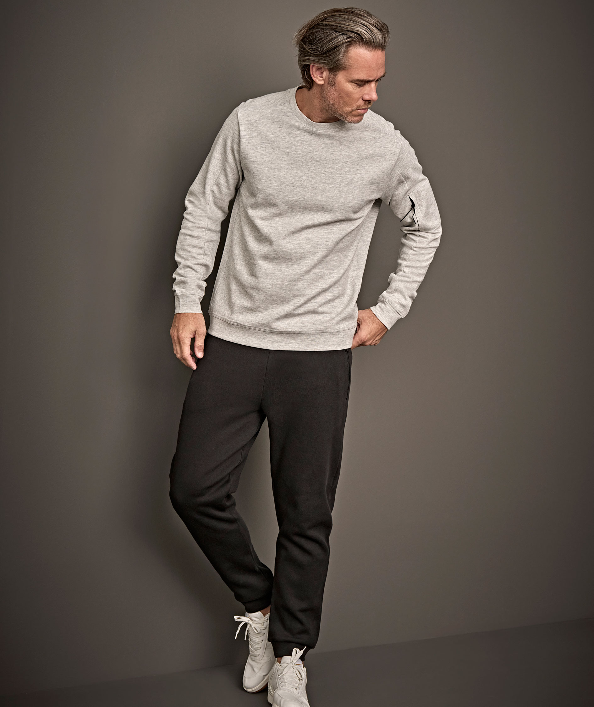 Tee Jays Athletic Crew Neck Sweatshirt, Heather Grey