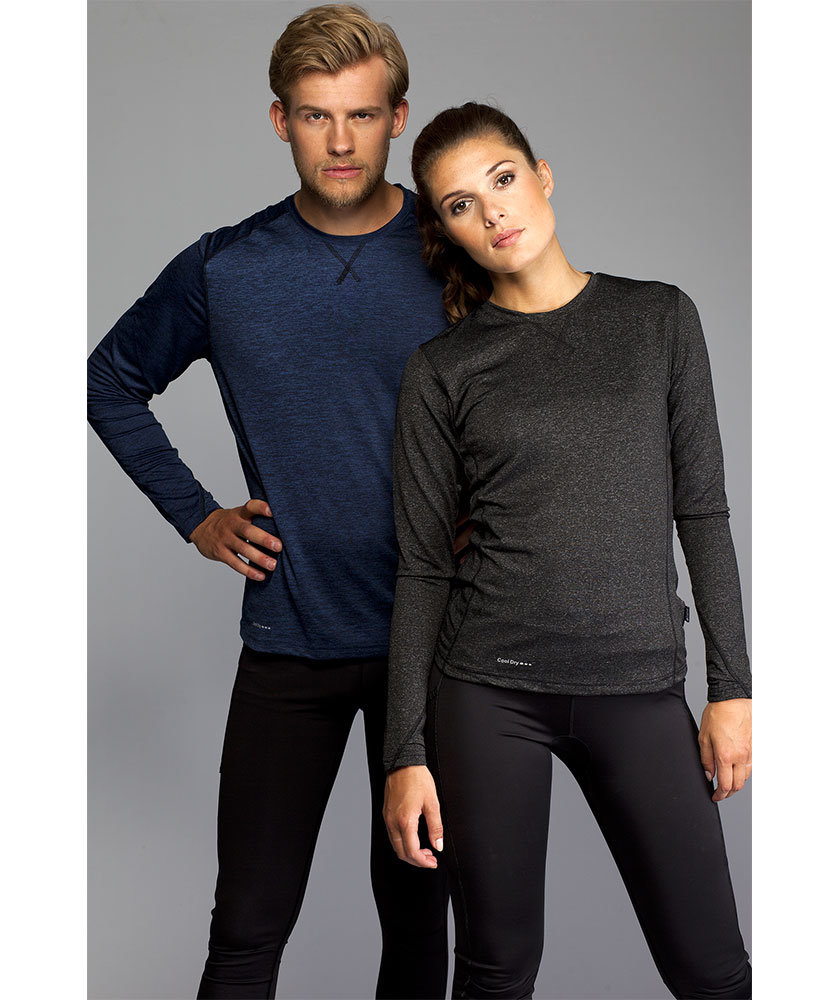 Pitch Stone lang&aelig;rmet dame T-shirt, Black melange, large image number 4