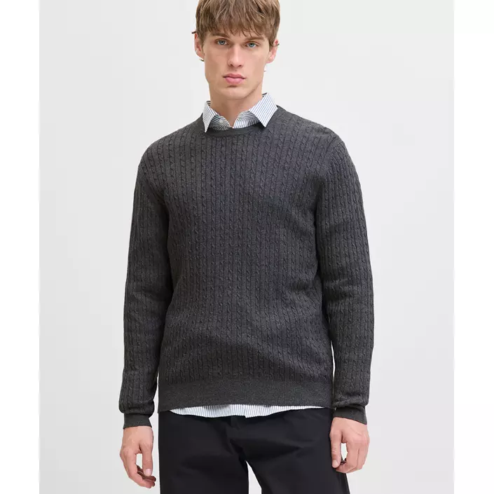 Jack & Jones JJEEMIL striktrøje, Dark Grey Melange, large image number 5