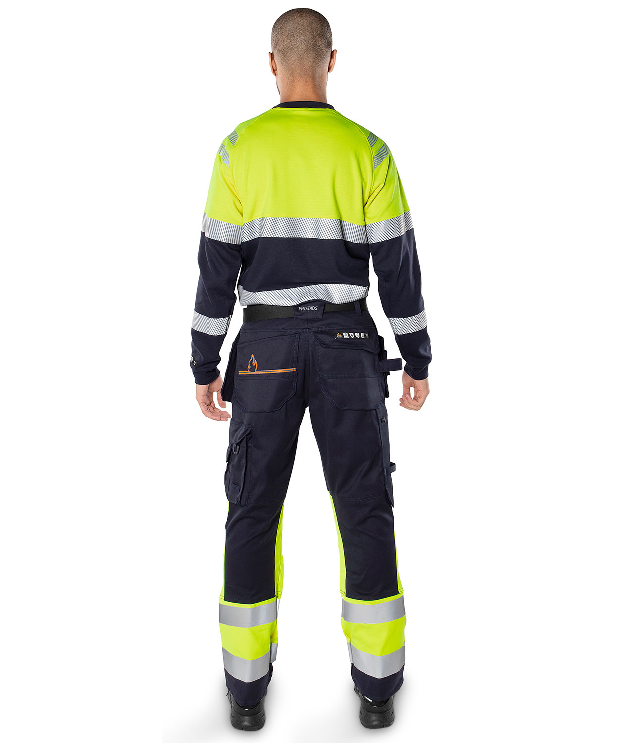 Fristads Flamestat lang&aelig;rmet T-shirt 7107 TFL, Hi-vis&nbsp;Gul/Marine, large image number 2