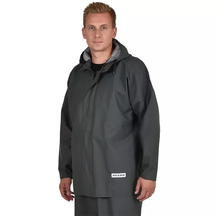 Ocean Weather Premium PVC rain jacket, Olive Green, large image number 0