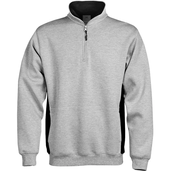 Fristads Acode sweatshirt med lynlås, Lys Grå/Sort, large image number 0
