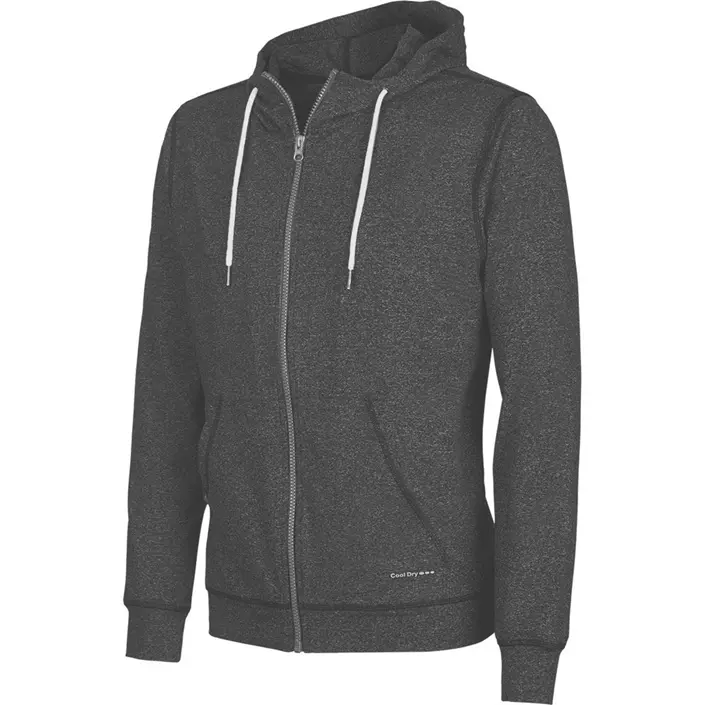 Pitch Stone Cooldry hoodie with zipper, Black melange, large image number 0