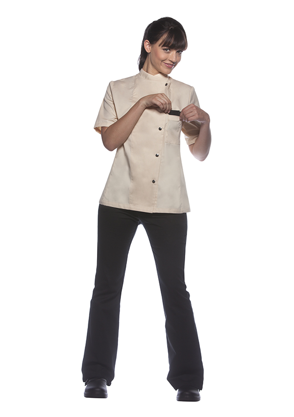 Karlowsky Greta kort&aelig;rmet dame kokkejakke, Cream