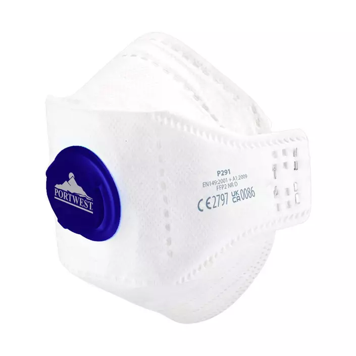 Portwest 10-pack foldable dust mask FFP2 with valve, White/Blue, White/Blue, large image number 0