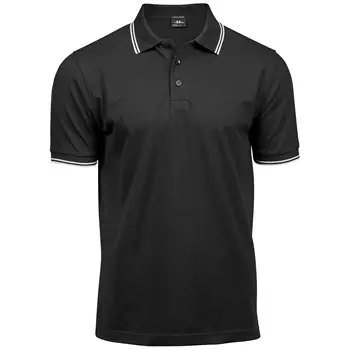 Tee Jays Luxury Stripe stretch polo T-shirt, Sort/Hvid
