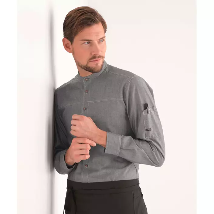 Kentaur modern fit chefs shirt/server shirt, Chambray Grey, large image number 1