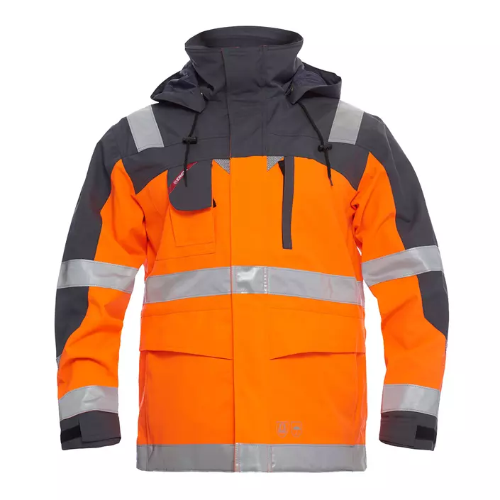 Engel parka shell jacket, Hi-vis orange/Grey, large image number 0