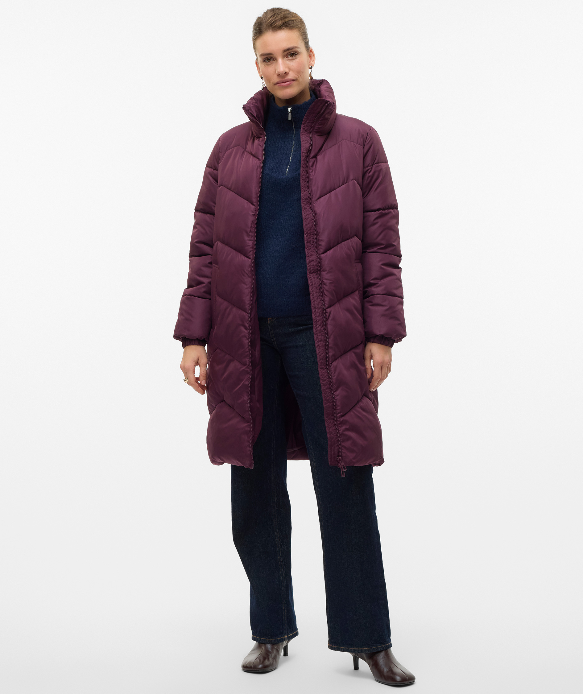 Vero Moda VMLIGARIO Langes Damen Steppjacke, Winetasting