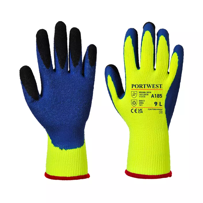 Portwest A185 Duo-Therm gloves, Yellow/Blue, large image number 2