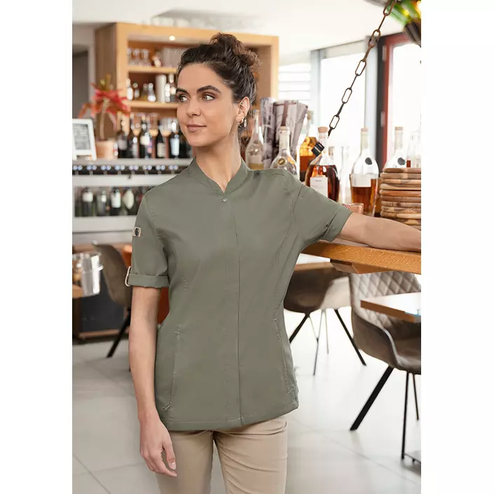 Karlowsky Green-Generation kortærmet dame kokkejakke, sage, large image number 1