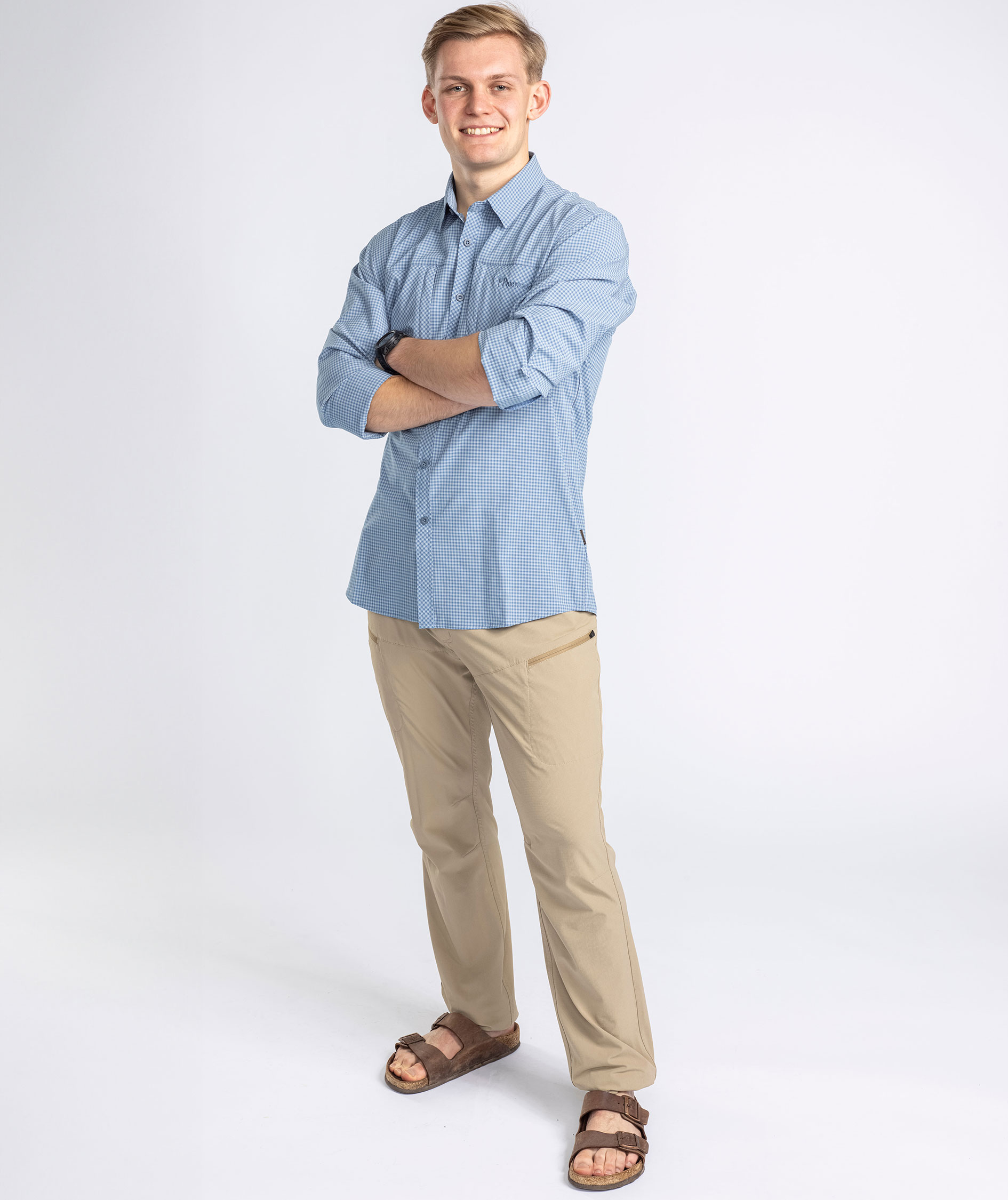 Pinewood NatureSafe skjorte, Fog Blue/Offwhite, large image number 3