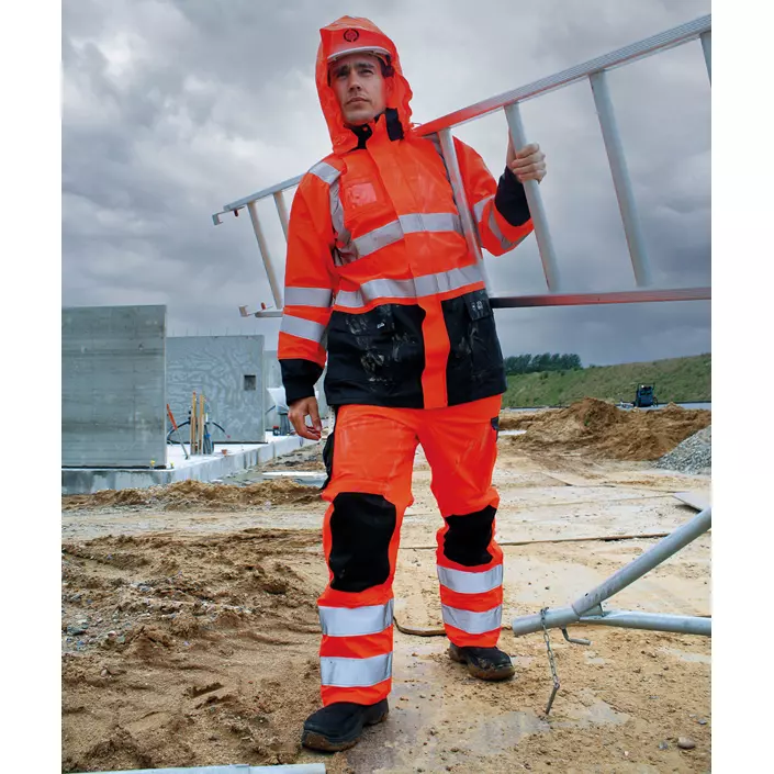 Lyngsøe PU/PVC regnjakke, Hi-Vis rød/marine, large image number 1