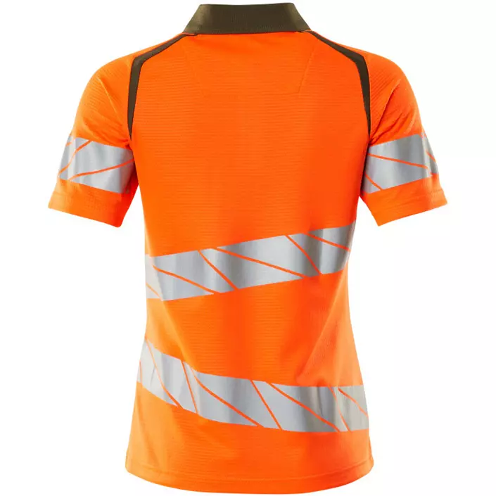 Mascot Accelerate Safe polo T-shirt dam, Varsel Orange/Mossgrön, large image number 1
