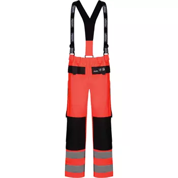 Lyngsøe PU/PVC rain trousers, Hi-Vis red/marine