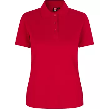 ID Pique Polo T-skjorte dame med stretch, Rød