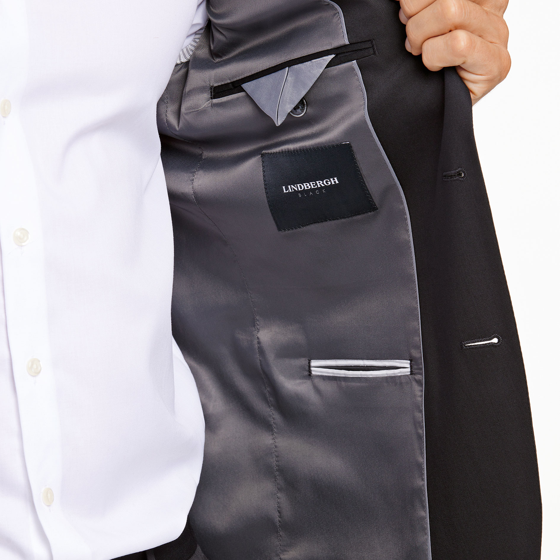 Lindbergh Modern fit blazer with wool, Black, large image number 4