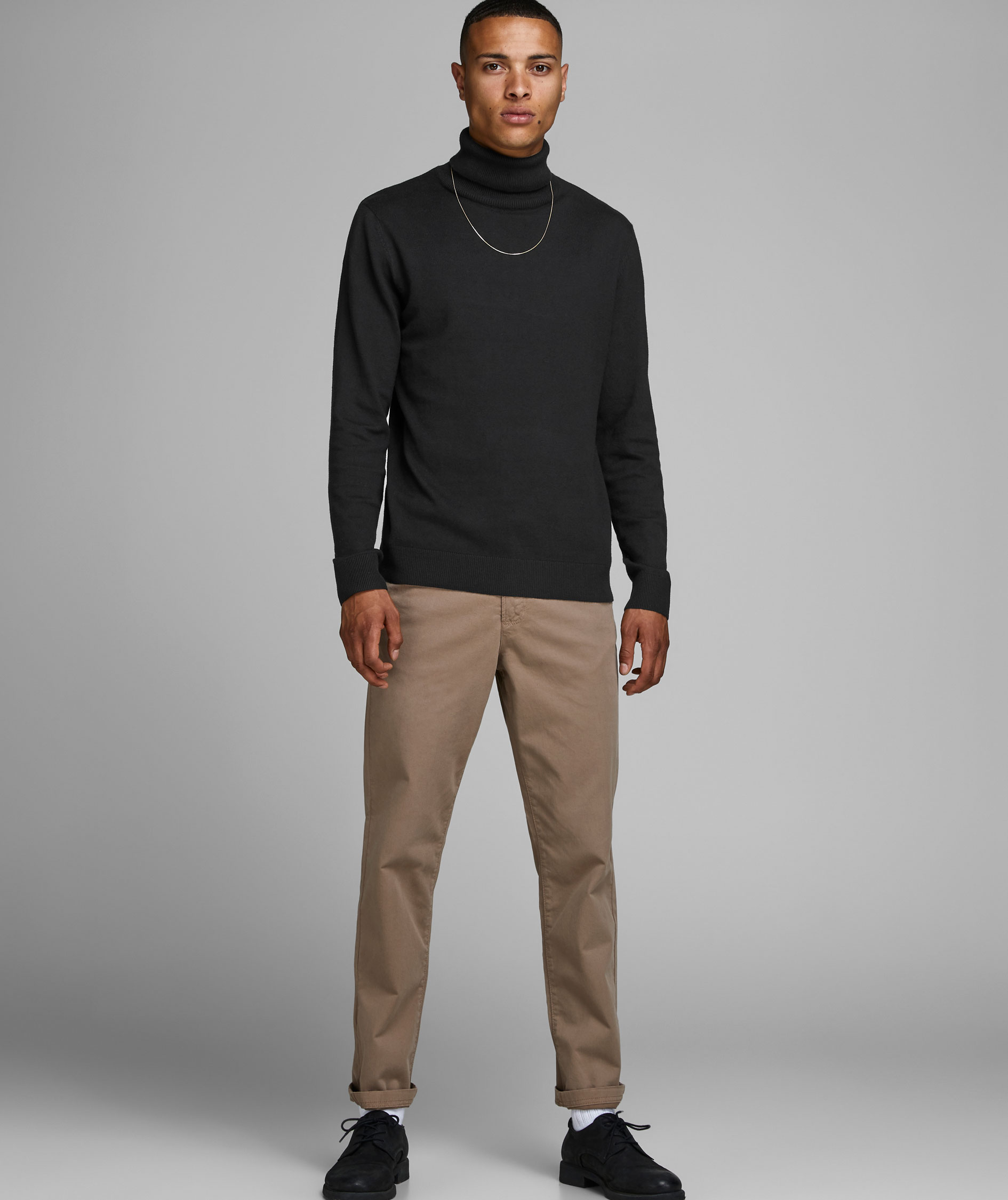 Jack & Jones JJEEMIL rullekrave striktr&oslash;je, Sort, large image number 4