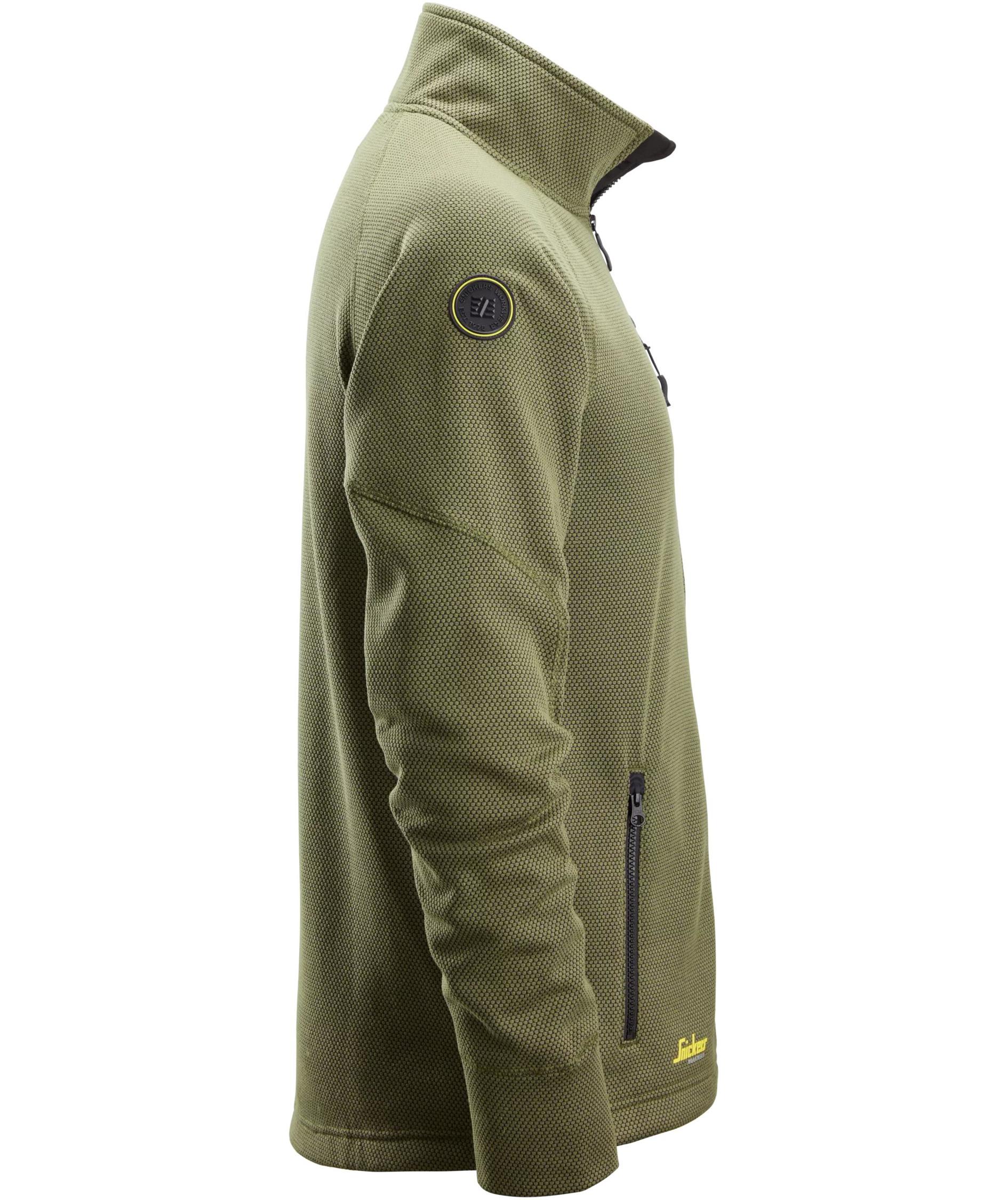 Snickers FlexiWork fleece cardigan 8042, Khaki Green/Black, large image number 2