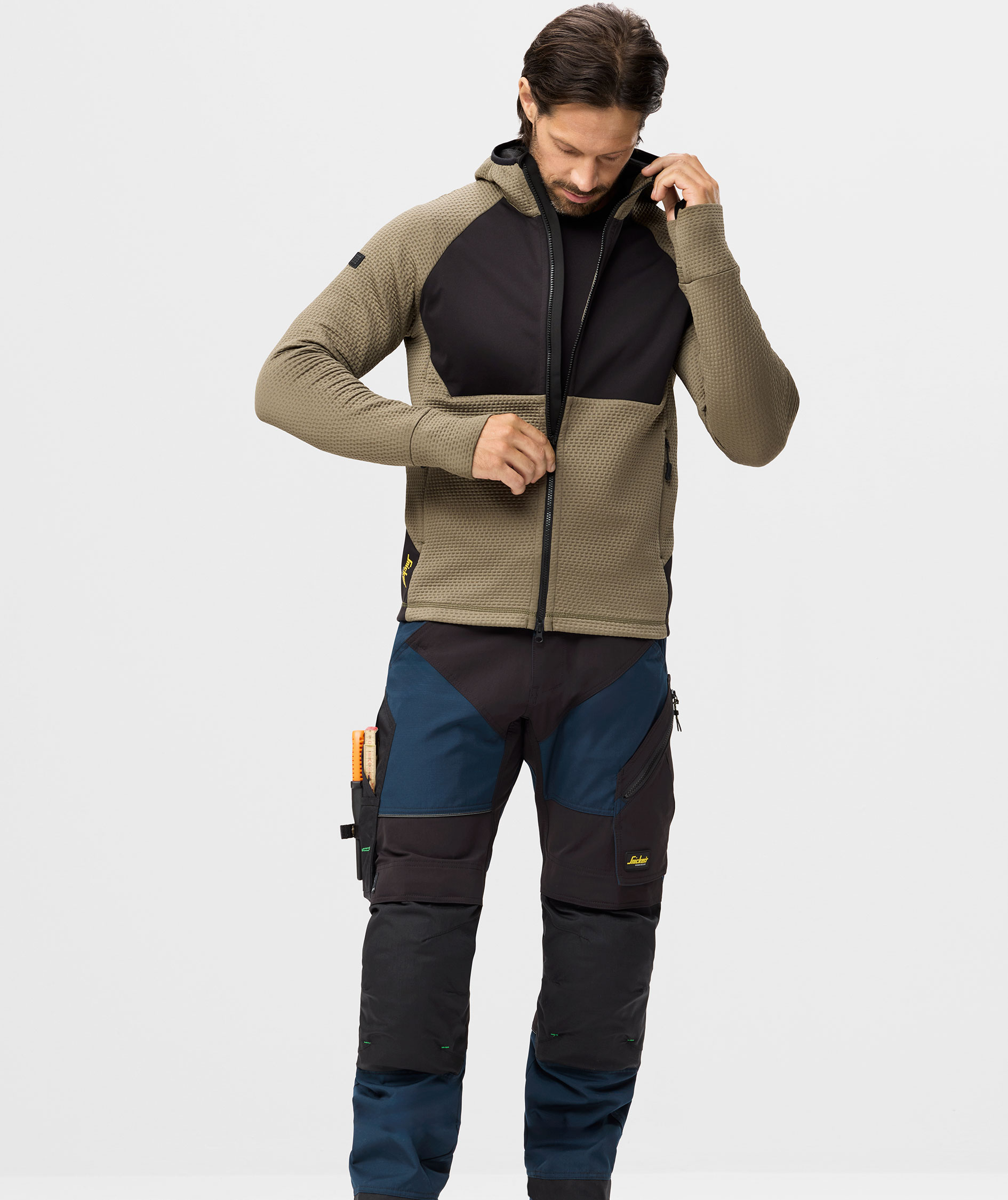 Snickers FlexiWork hoodie med dragkedja 8405, Khaki Green/Black, large image number 2