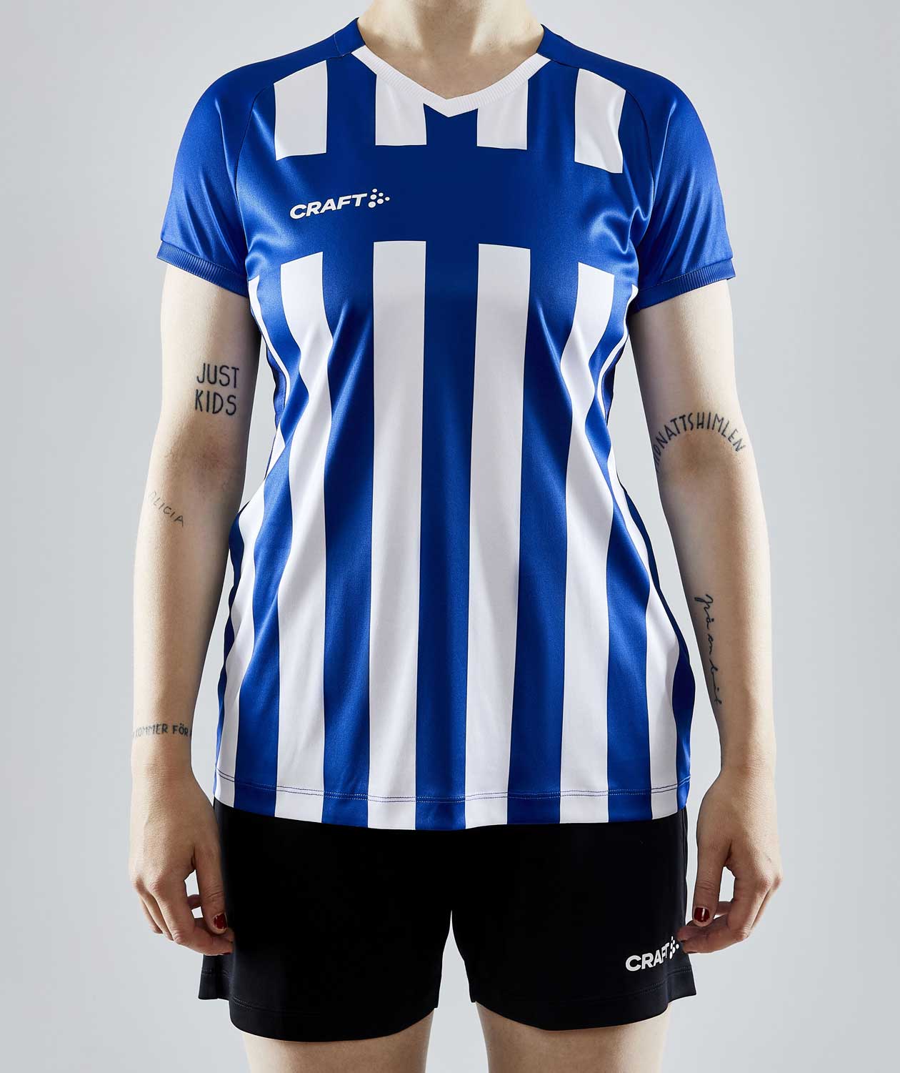 Craft Progress 2.0 Stripe Jersey dame T-skjorte, Hvit/Club Cobolt, large image number 1