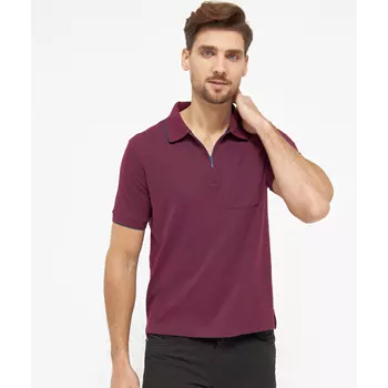 Belika Valencia polo T-skjorte med glidelås, Burgundy melange