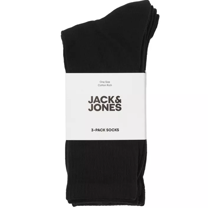 Jack & Jones JACCHARLES 3-pack tennisstrumpor, Black, Black, large image number 3