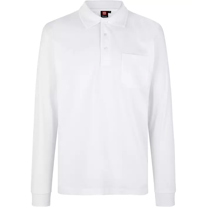ID PRO Wear langermet Polo T-skjorte, Hvit, large image number 0