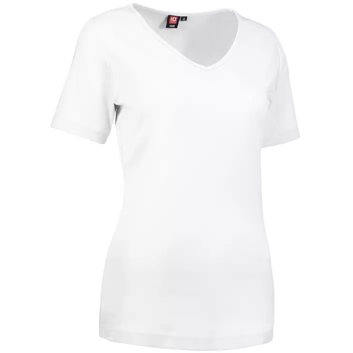 ID Interlock dame T-shirt med v-hals, Hvid, large image number 1