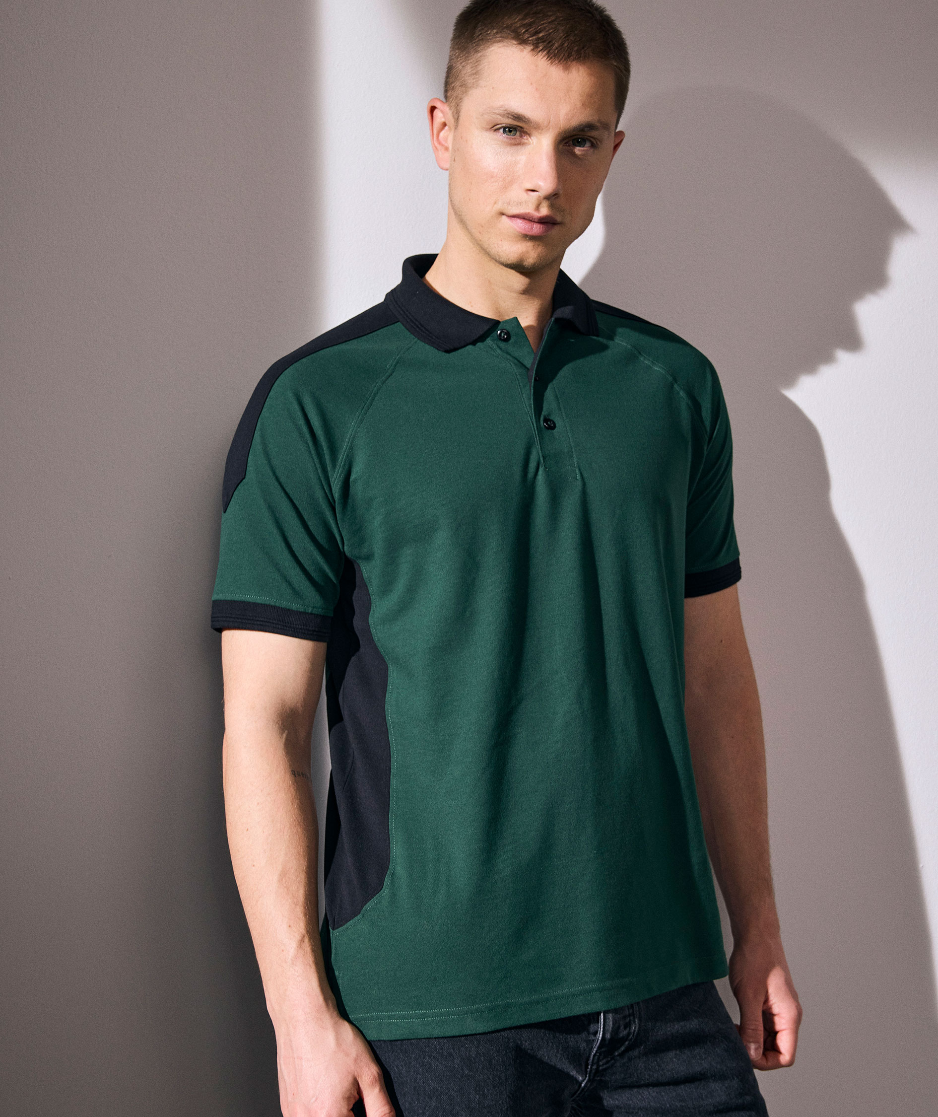 ID Pro Wear contrast Polo shirt, Bottle Green, large image number 1