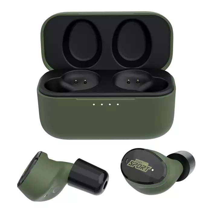 ISOtunes Free Sport Calibre Bluetooth-hörlurar med hörselskydd, Svart/Grön, Svart/Grön, large image number 1