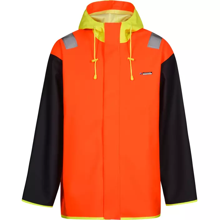 Lyngsøe PVC rain jacket, Hi-vis Orange/Marine, large image number 0