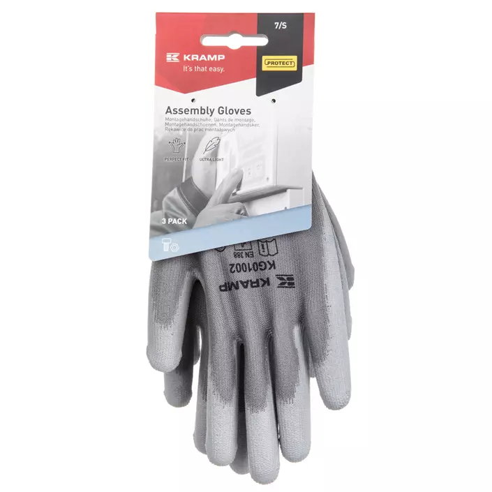 Kramp 3-pack mounting gloves, Grey, large image number 2