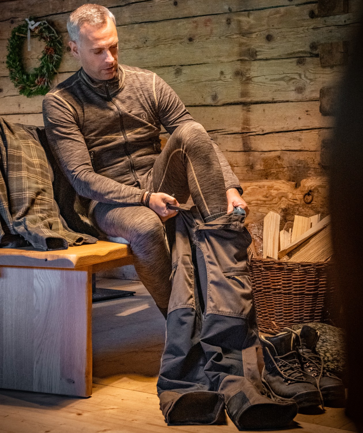 Deerhunter Norden Insulated baselayer trousers, Brown Melange, large image number 2