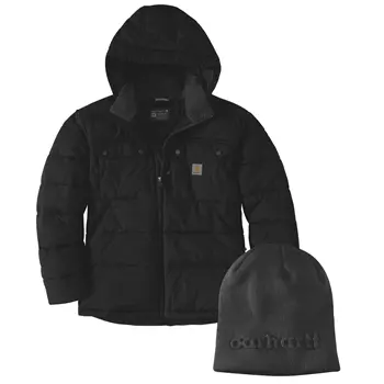 Carhartt vadderad jacka og stickad mössa