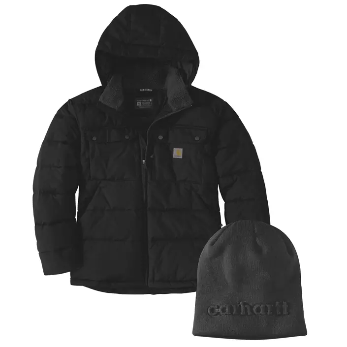 Carhartt vadderad jacka og stickad mössa, , large image number 0