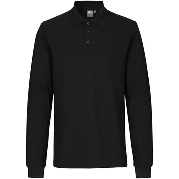 ID long-sleeved polo shirt with stretch, Black