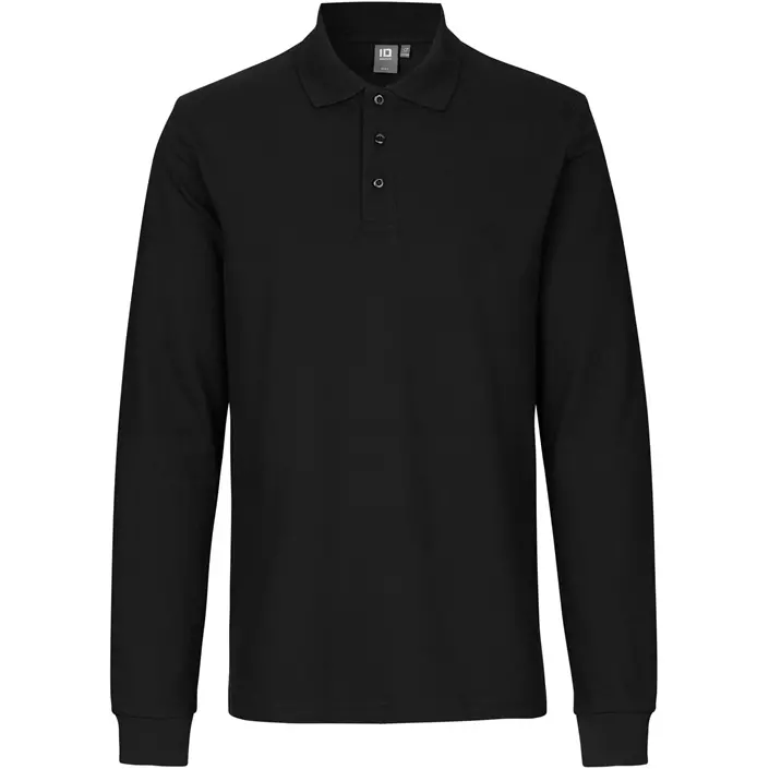 ID long-sleeved polo shirt with stretch, Black, large image number 0