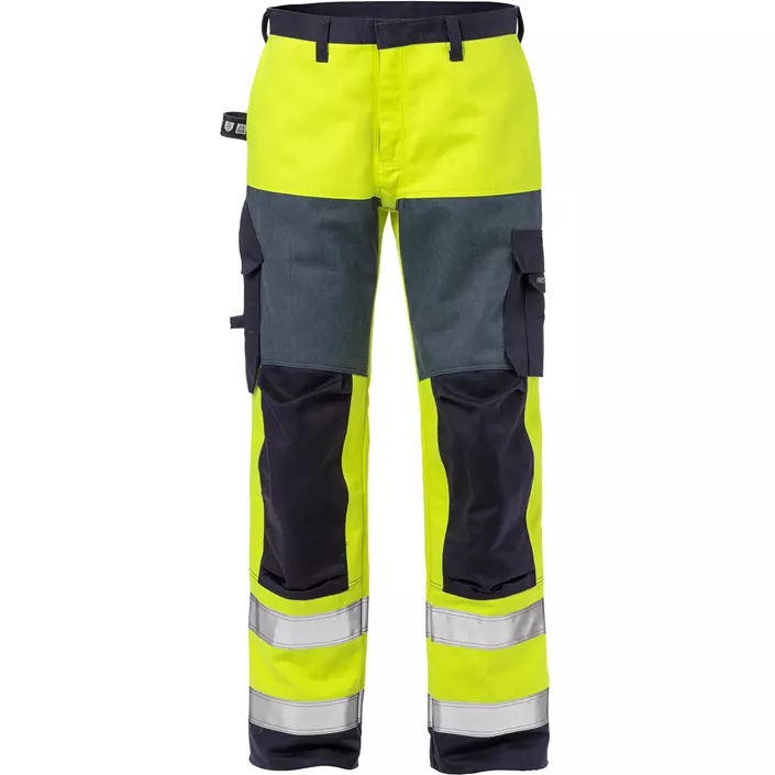 Fristads Flame work trousers 2585, Hi-Vis yellow/marine, large image number 0