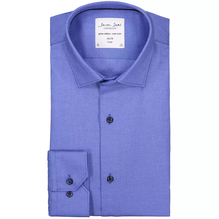 Seven Seas Dobby Royal Oxford Slim fit skjorte, Fransk Blå, large image number 4