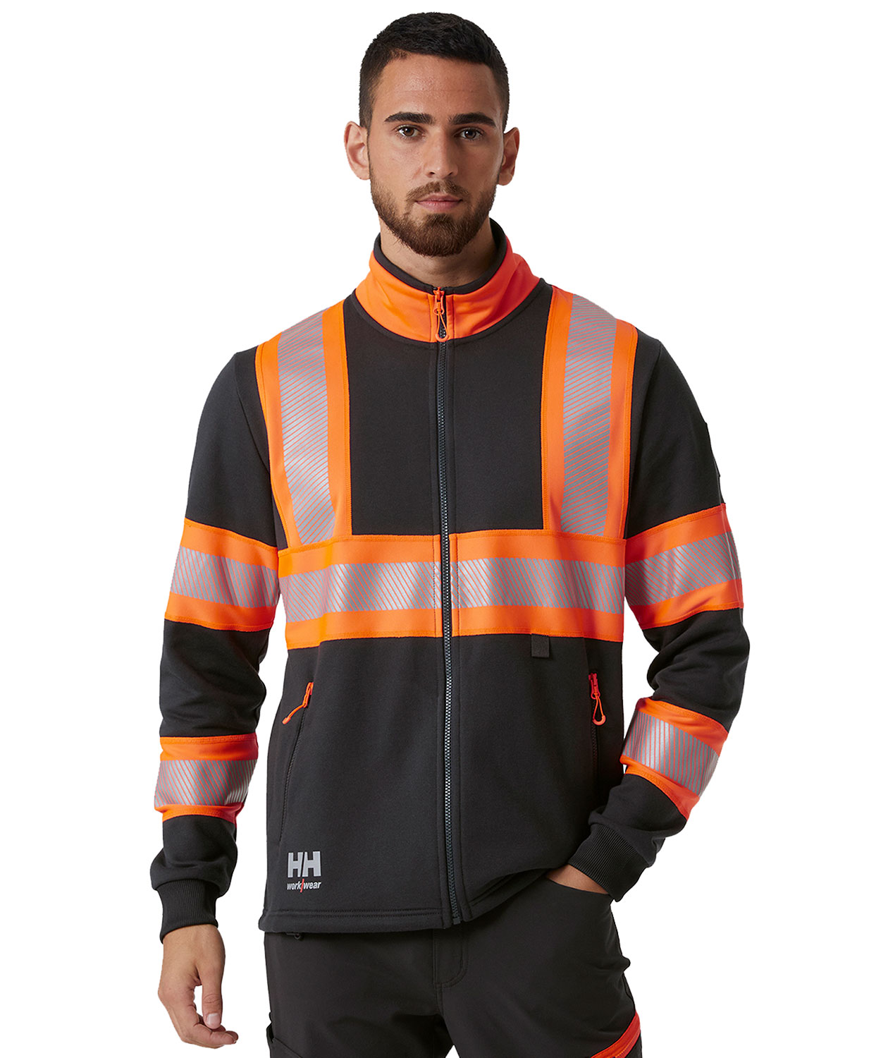 Helly Hansen ICU cardigan, Ebony/Hi-Vis Orange, large image number 1