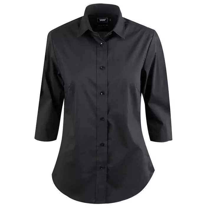YOU Andria modern fit 3/4 sleeved women's stretch shirt, Black, large image number 0