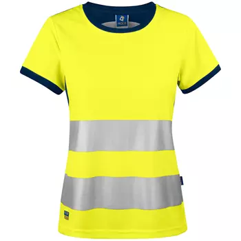 ProJob T-shirt dam 6012, Varsel gul/marinblå